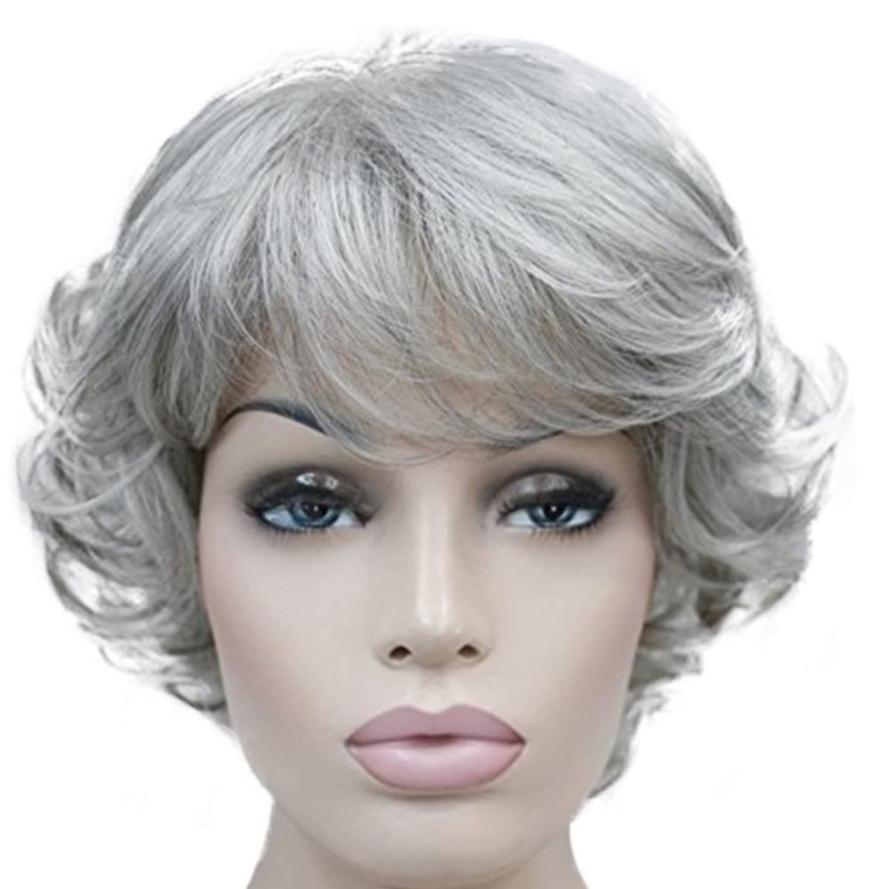 Sliver Grey Short Curly Wigs
